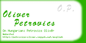 oliver petrovics business card